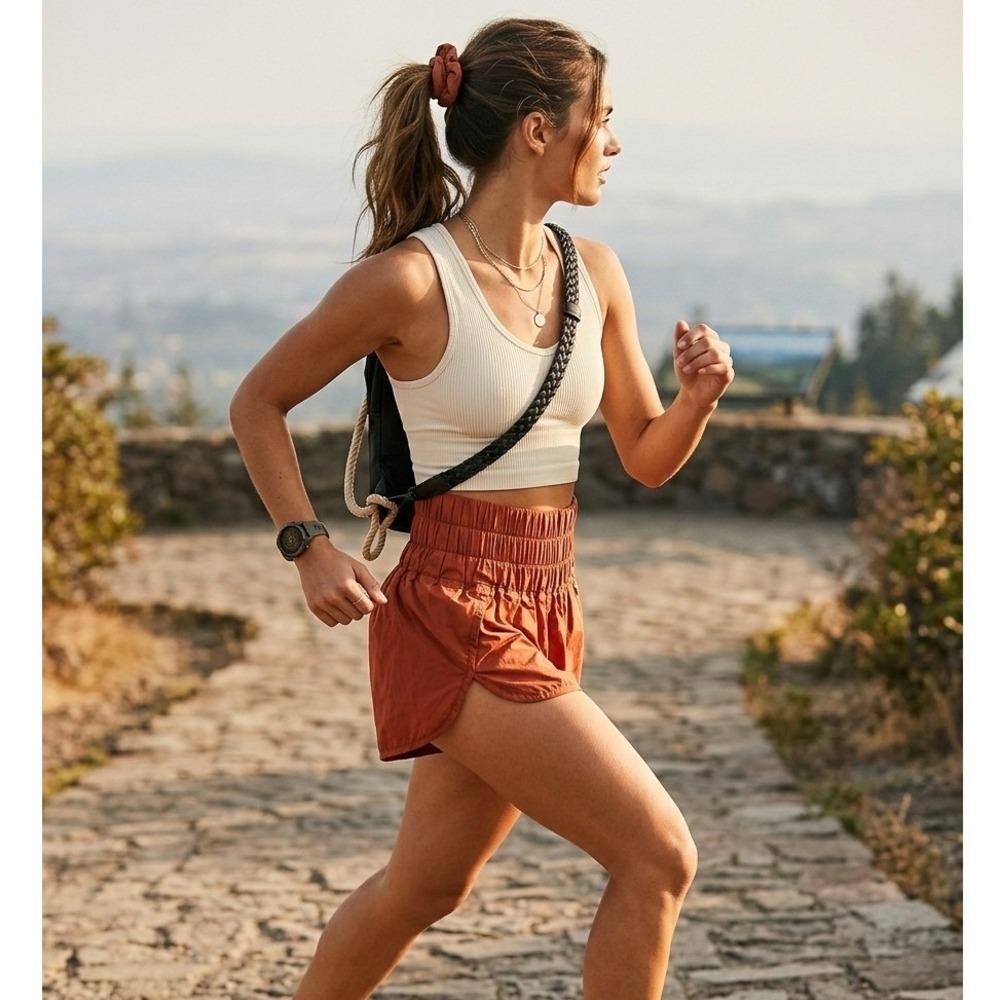 FP Movement Free People The Way Home‎ Shorts Terracotta Rust High Rise Small
